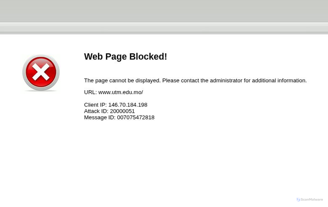Security scan screenshot of https://www.utm.edu.mo/