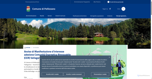 Security scan screenshot of https://www.comune.pellizzano.tn.it/