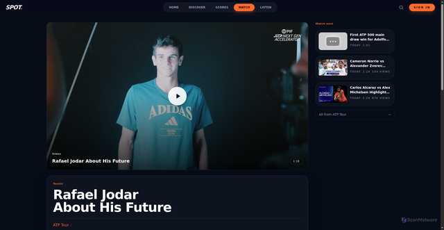 Security scan screenshot of https://spotsports-nextjs.vercel.app/videos/ecc20aa2e8