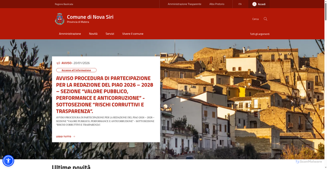 Security scan screenshot of https://www.comune.novasiri.mt.it/