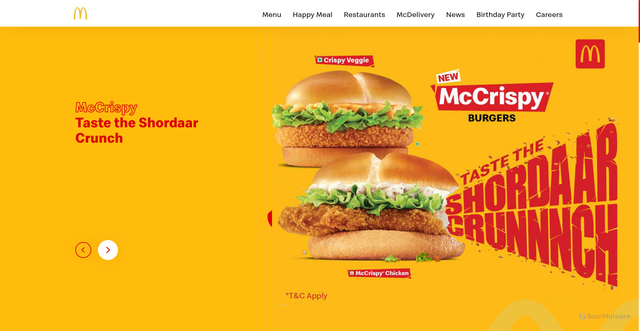 Security scan screenshot of https://mcdindia.com/