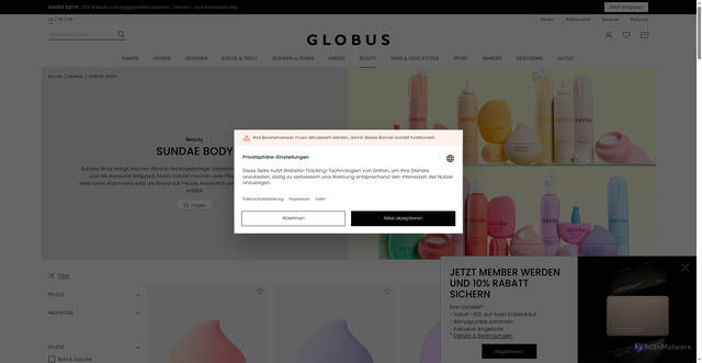 Security scan screenshot of https://www.globus.ch/beauty/marken/sundae-body?sc_src=email_4261337&sc_lid=293167178&sc_uid=zP3R20i424&sc_llid=67266&sc_customer=0327f37c9208167d9b0b5fb90d68e28589aef0066bddedd98d9d5328a5adbcbc&utm_source=newsletter_de&utm_medium=email&utm_campaign=20260914_pos_beauty-fashion-shopping-day-night-sundae-collection_z%C3%BCrich_DE_4261337&guid=0327f37c9208167d9b0b5fb90d68e28589aef0066bddedd98d9d5328a5adbcbc&utm_content=