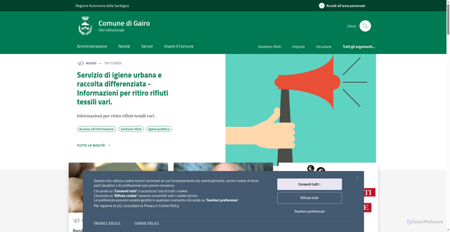 Security scan screenshot of https://comune.gairo.nu.it/