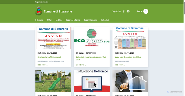 Security scan screenshot of https://comune.bizzarone.co.it/