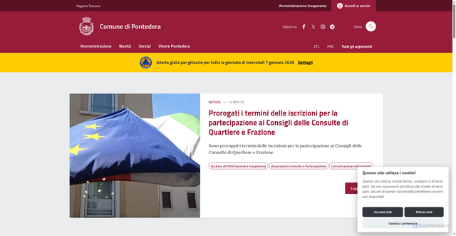 Security scan screenshot of https://www.comune.pontedera.pi.it/