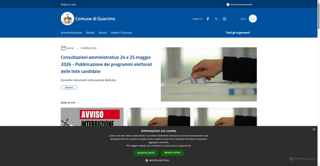 Security scan screenshot of https://www.comune.guarcino.fr.it