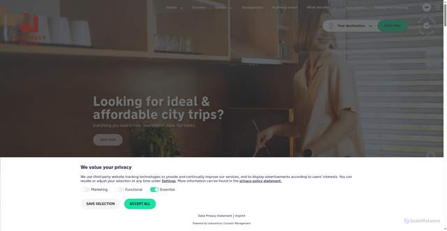 Security scan screenshot of https://www.meininger-hotels.com