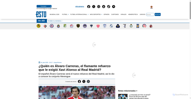 Security scan screenshot of https://esto.com.mx/904978-alvaro-carreras-el-canterano-que-regresa-al-real-madrid/