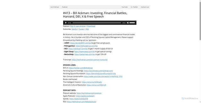 Security scan screenshot of https://lexfridman.com/bill-ackman/