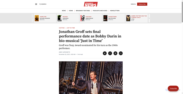 Security scan screenshot of https://www.broadwaynews.com/jonathan-groff-sets-final-performance-date-as-bobby-darin-in-bio-musical-just-in-time/