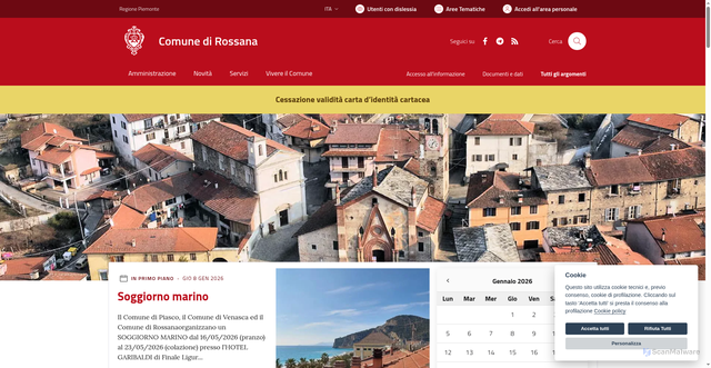 Security scan screenshot of https://www.comune.rossana.cn.it/