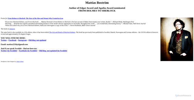 Security scan screenshot of https://www.mattiasbostrom.se/