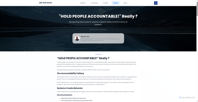 Security scan screenshot of https://sdlc-website-develop.pages.dev/articles/hold-people-accountable