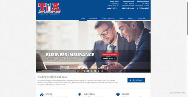 Security scan screenshot of https://www.texasins.net/