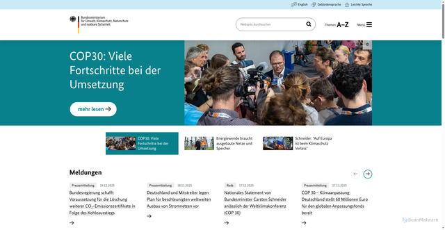 Security scan screenshot of https://www.bundesumweltministerium.de/