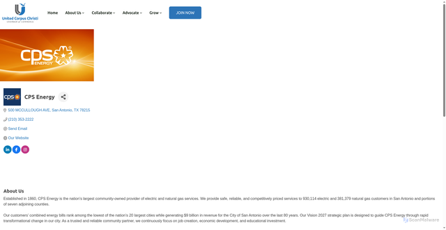 Security scan screenshot of https://chamber.unitedcorpuschristi.org/list/member/cps-energy-27426