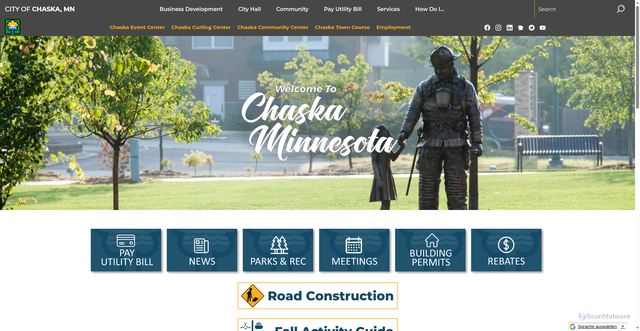 Security scan screenshot of https://chaskamn.gov/