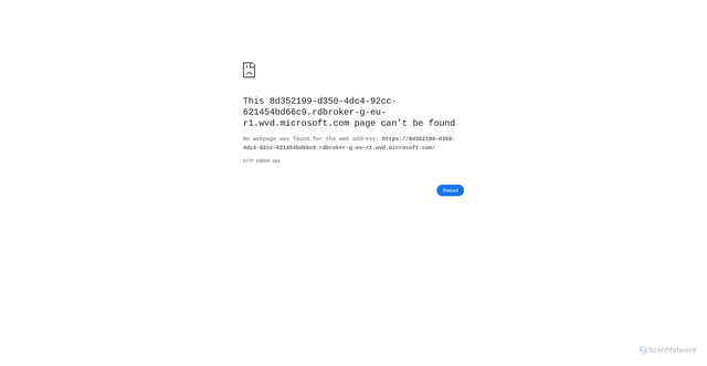 Security scan screenshot of https://8d352199-d350-4dc4-92cc-621454bd66c9.rdbroker-g-eu-r1.wvd.microsoft.com