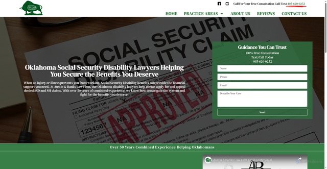 Security scan screenshot of https://austinbankslaw.com/social-security-disability/