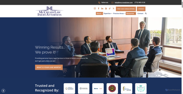 Security scan screenshot of https://mccreadylaw.com/