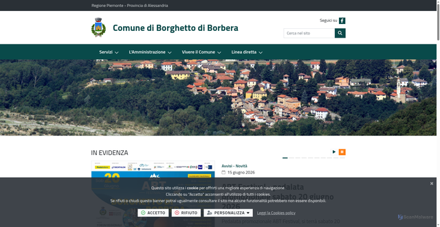 Security scan screenshot of https://www.comune.borghettodiborbera.al.it