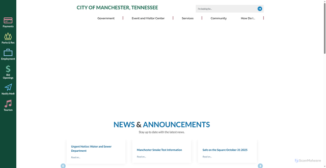 Security scan screenshot of https://www.cityofmanchestertn.com/