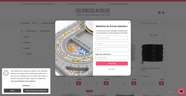 Security scan screenshot of https://dreambeads-online.fr/fils-cordons/cordon-satin
