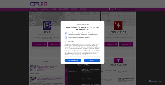Security scan screenshot of https://download.cpuid.com