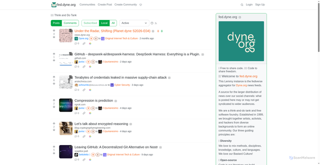Security scan screenshot of https://fed.dyne.org
