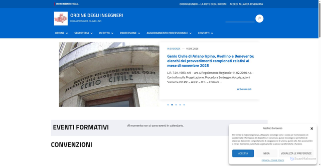 Security scan screenshot of https://avellino.ordingegneri.it/