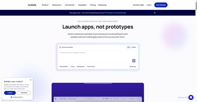 Security scan screenshot of https://bubble.io/