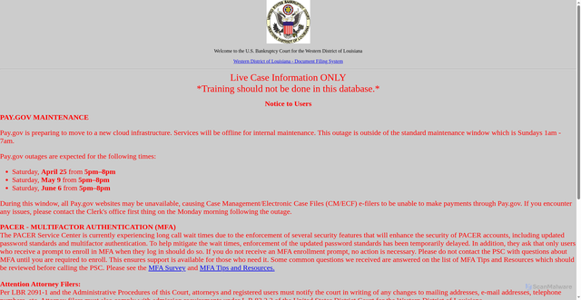 Security scan screenshot of https://ecf.lawb.uscourts.gov