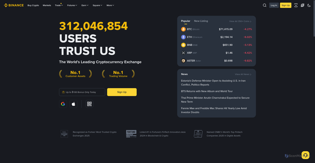 Security scan screenshot of https://binance.info