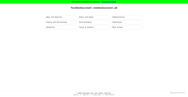Security scan screenshot of facebookaccount-zoomxwowzziest.ph