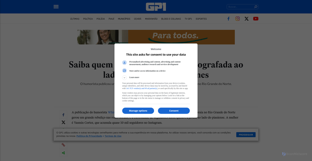 Security scan screenshot of https://www.gp1.com.br/entretenimento/noticia/2025/10/31/saiba-quem-e-a-jovem-potiguar-fotografada-ao-lado-de-whindersson-nunes-607134.html