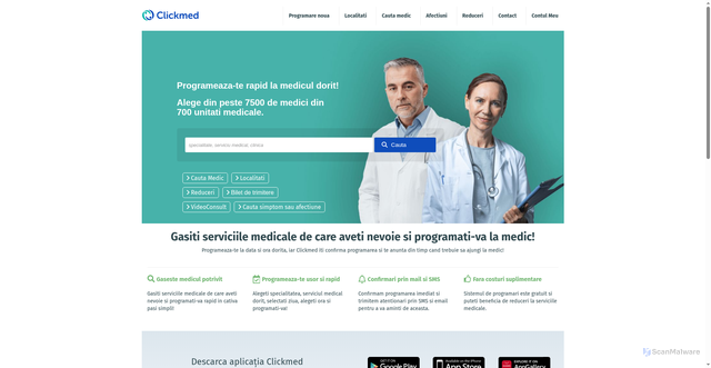 Security scan screenshot of https://clickmed.ro