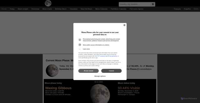 Security scan screenshot of https://phasesmoon.com/