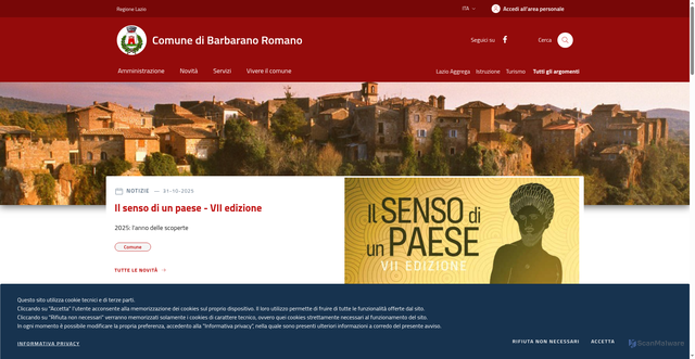 Security scan screenshot of https://www.comunebarbaranoromano.it/