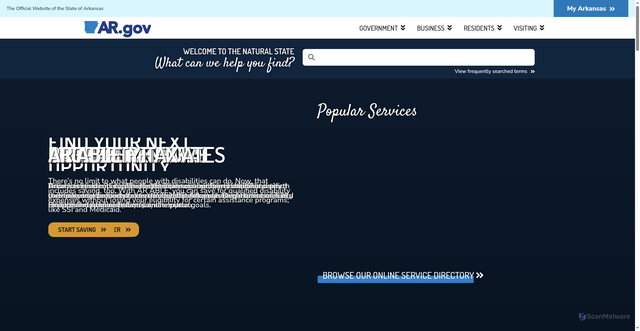 Security scan screenshot of https://portal.arkansas.gov/