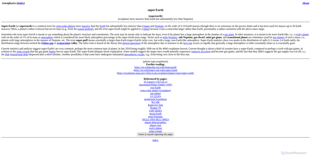 Security scan screenshot of http://astro.vaporia.com/start/superearth.html