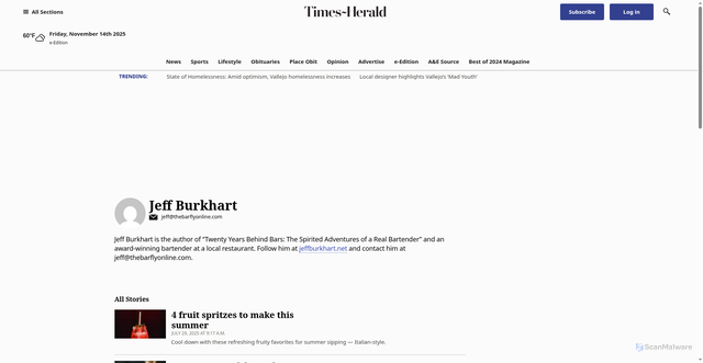 Security scan screenshot of https://www.timesheraldonline.com/author/jeff-burkhart/
