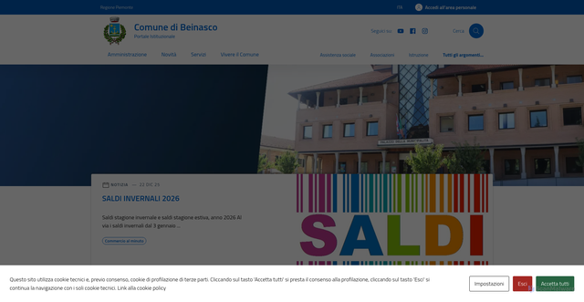 Security scan screenshot of https://comune.beinasco.to.it/