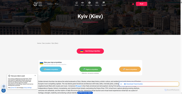 Security scan screenshot of https://drivefromhome.com/cities/kyiv-kiev/