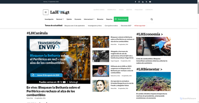 Security scan screenshot of https://lahora.gt