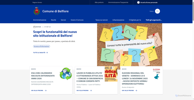 Security scan screenshot of https://www.comune.belfiore.vr.it/