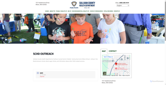 Security scan screenshot of https://schdmilanmo.com/events/schd-outreach-9/