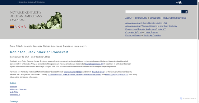 Security scan screenshot of https://nkaa.uky.edu/nkaa/items/show/171