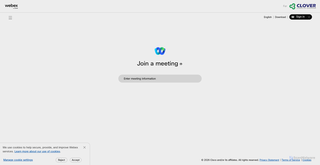 Security scan screenshot of https://clover-sd.webex.com