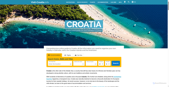 Security scan screenshot of https://www.visit-croatia.info/