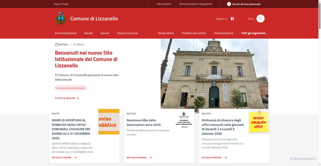 Security scan screenshot of https://www.comune.lizzanello.le.it/